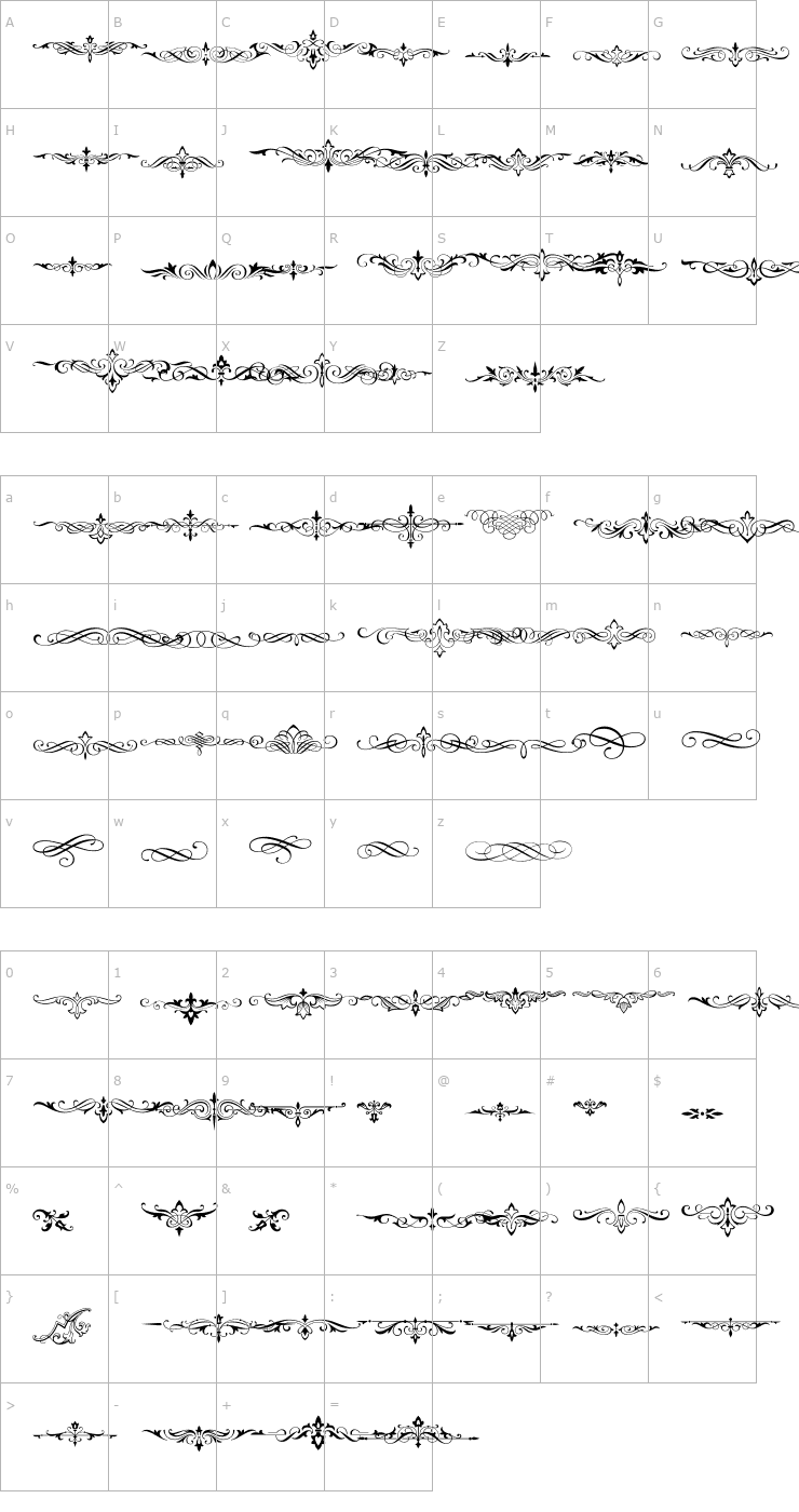 Character Map NatVignetteOne Font