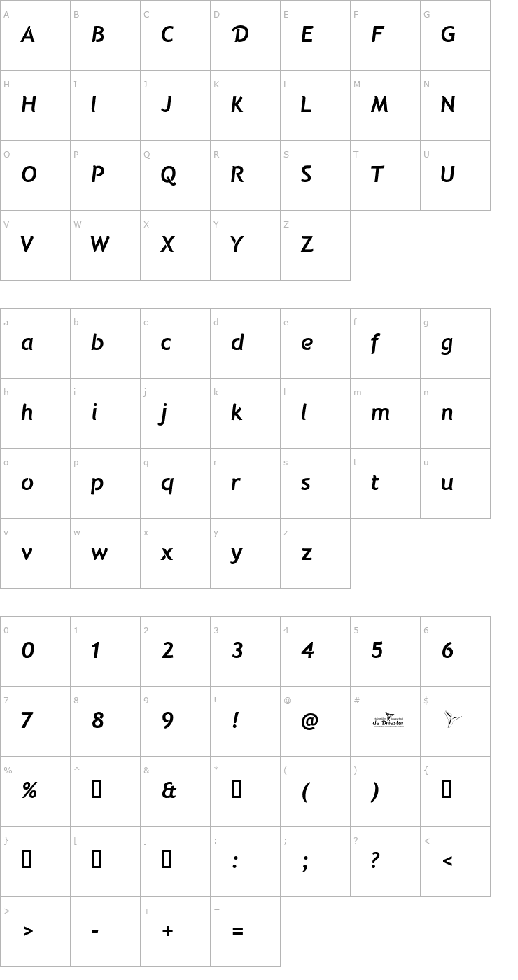 Character Map Natzilino Font