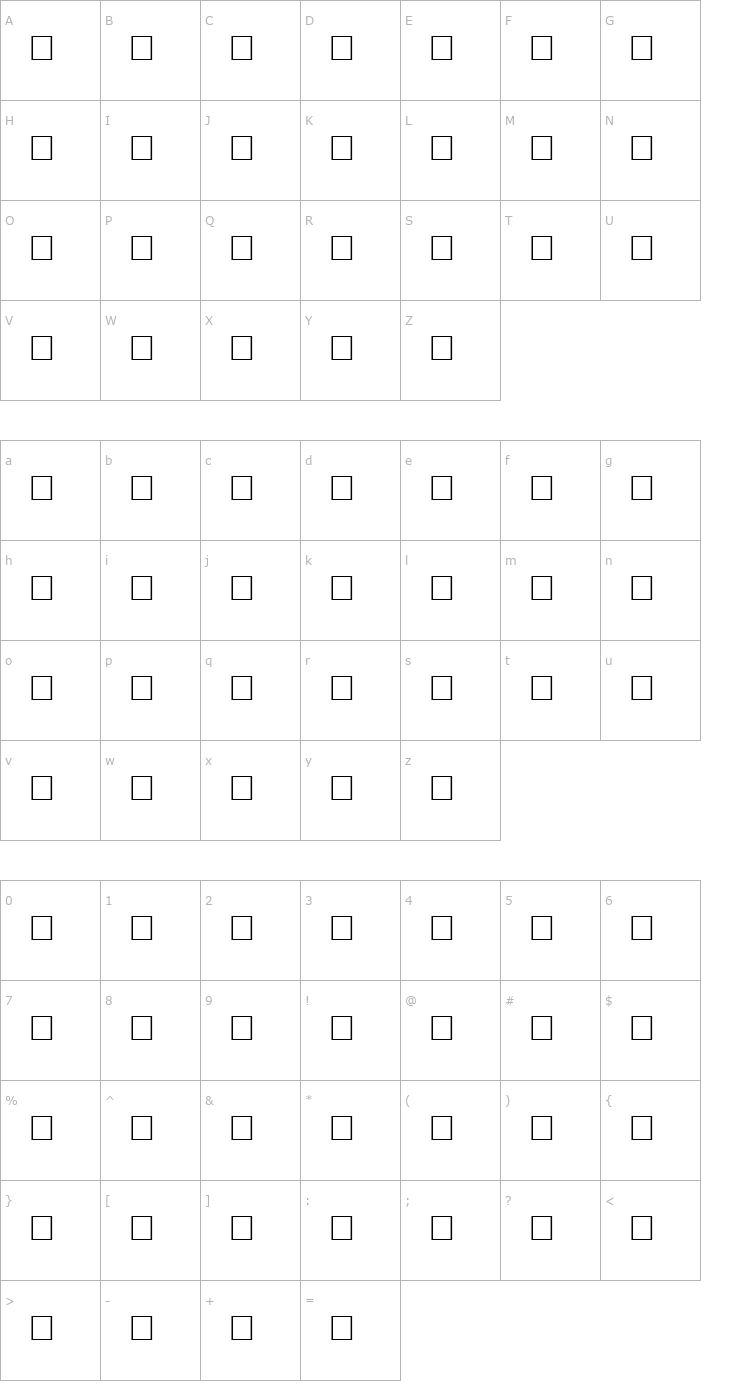 Character Map NavarroExp Regular Font