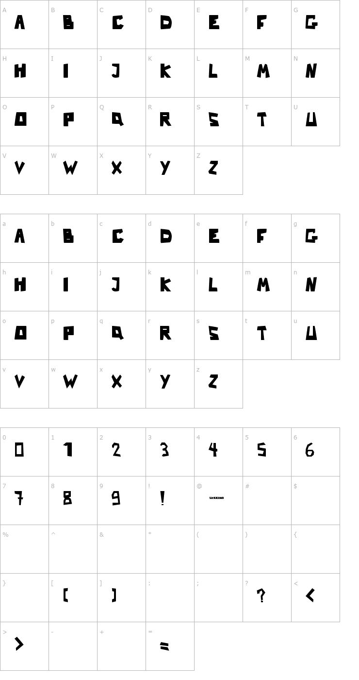 Character Map Nb Strange Font