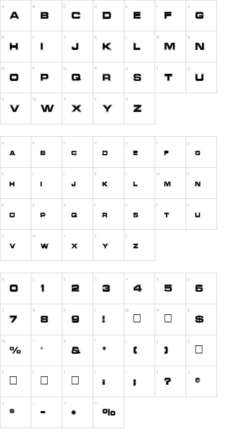 Character Map NCCINLINE Regular Font