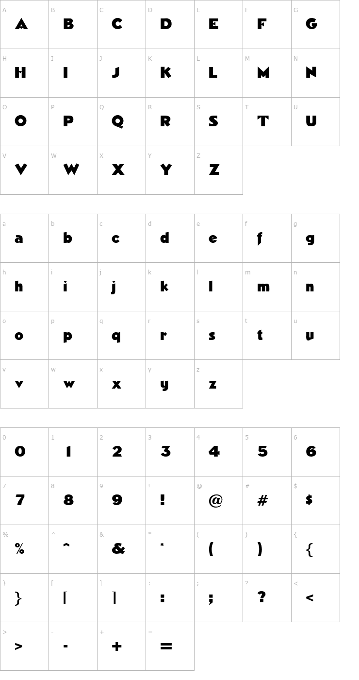 Character Map Neasden-Regular Font