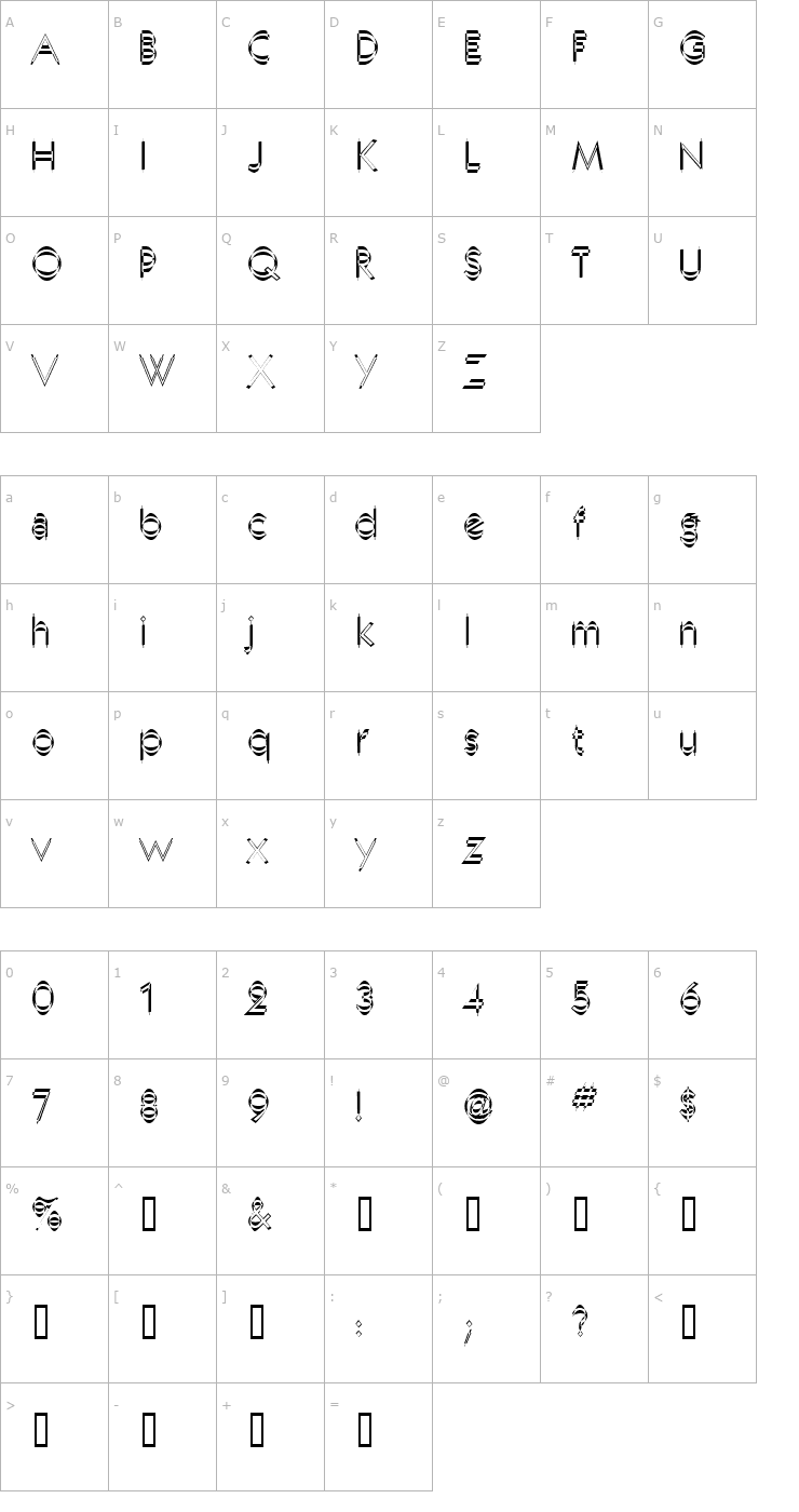 Character Map Neboman Font