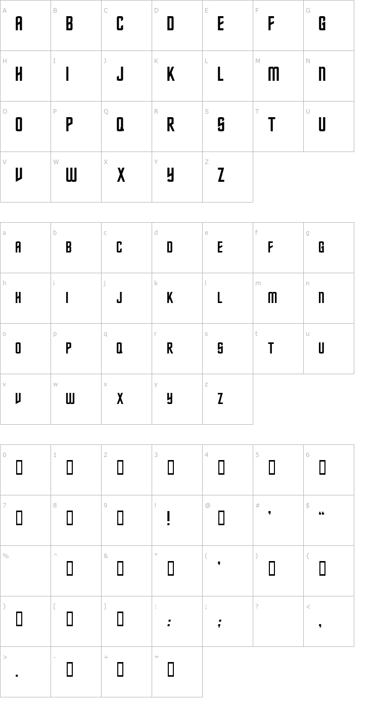 Character Map Nebula Font