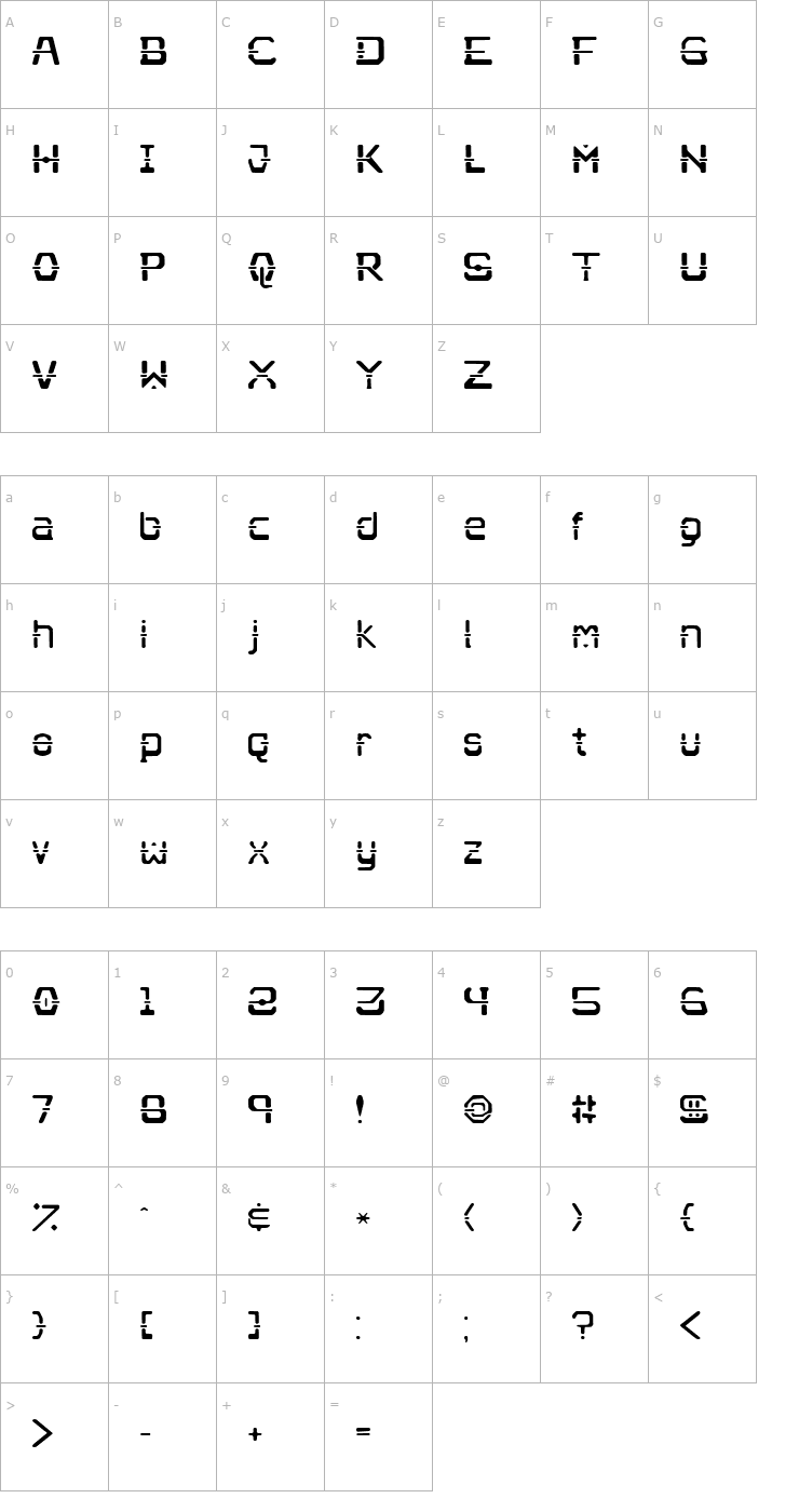 Character Map Nebullium Font