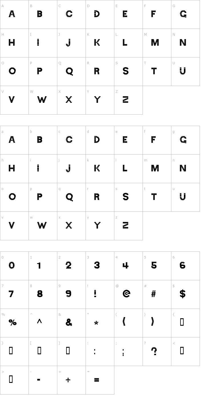 Character Map Neck Candy Filler Font