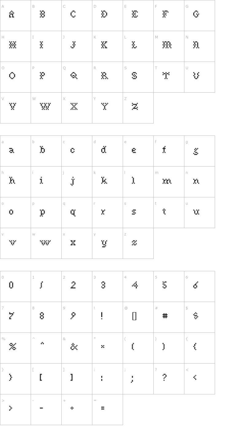 Character Map Needle PointSew Font