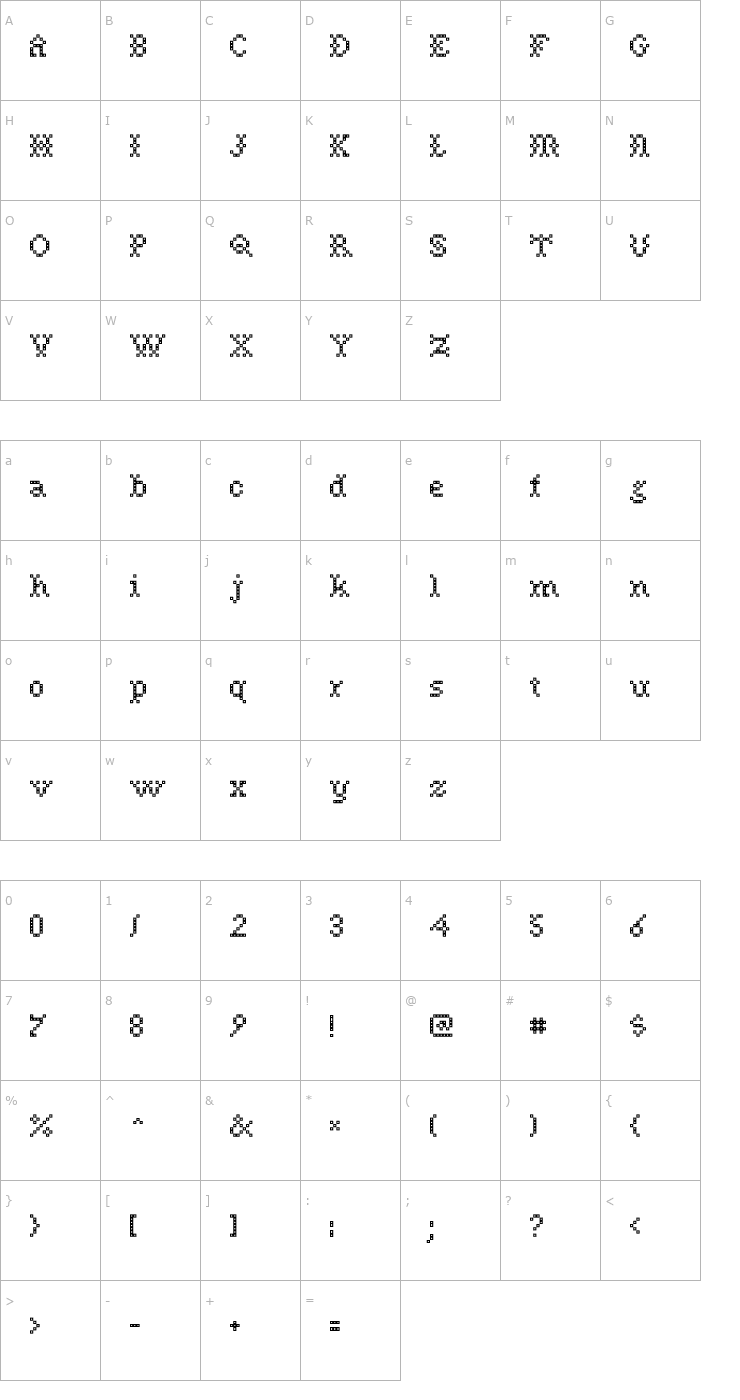 Character Map Needlepoint Font