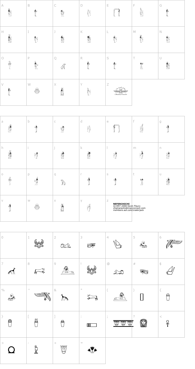 Character Map Neferchichi Font