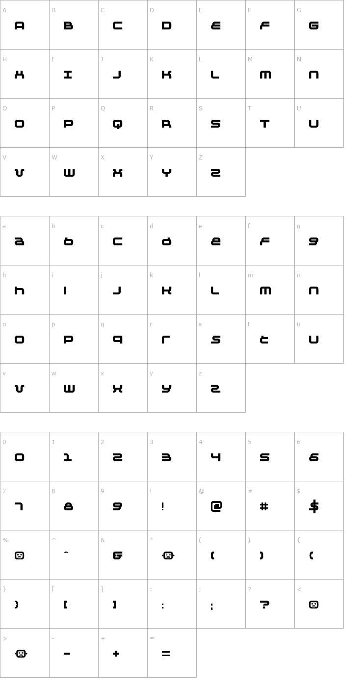 Character Map Negative 24 Font