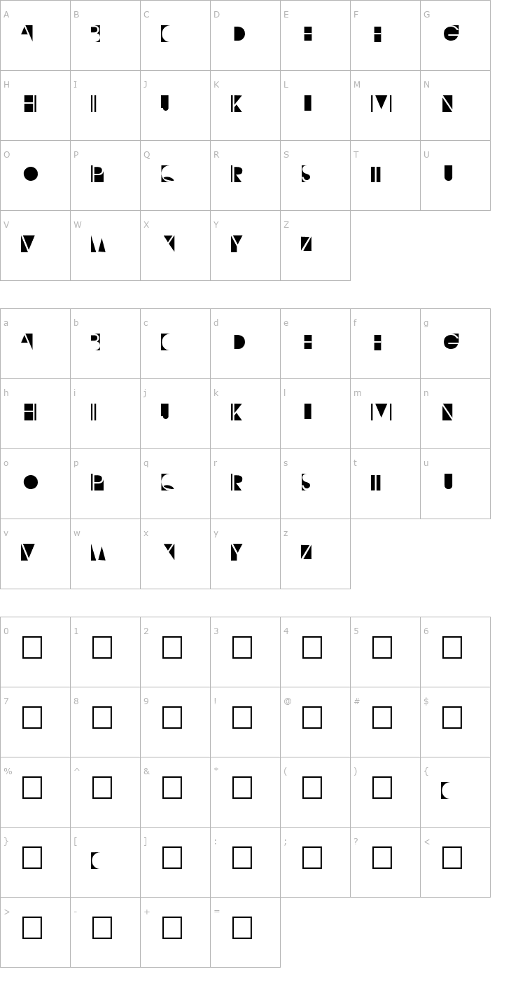 Character Map NegativeO Font