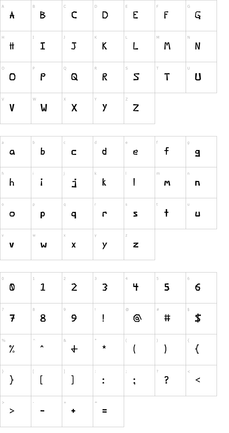 Character Map Negatori Font