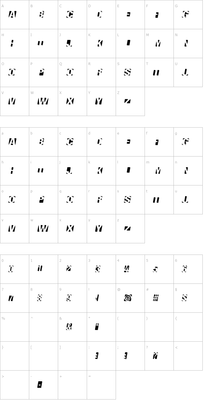 Character Map Negatron Font