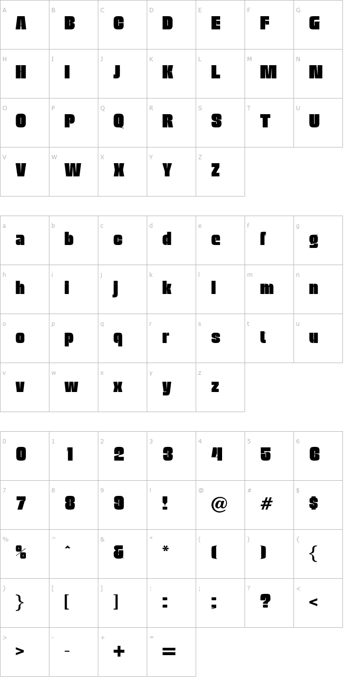 Character Map Neil Bold Font