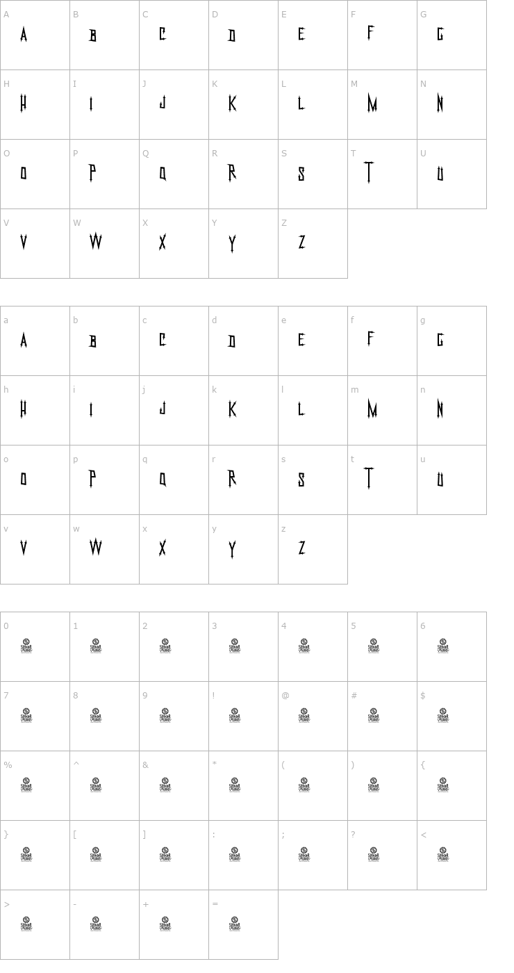 Character Map Nekrokids Font
