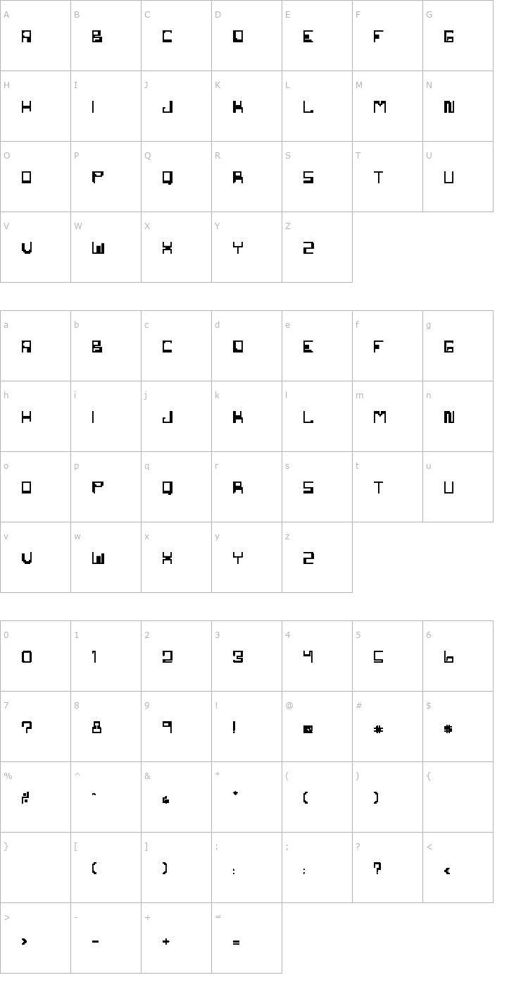 Character Map Nemesis Erc 2007 Font