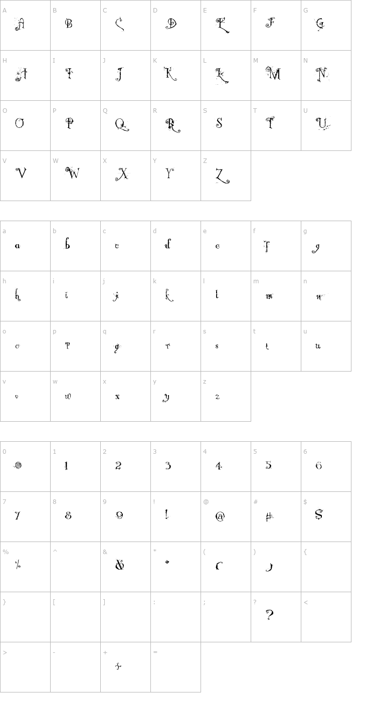 Character Map Nemo Nightmares Font