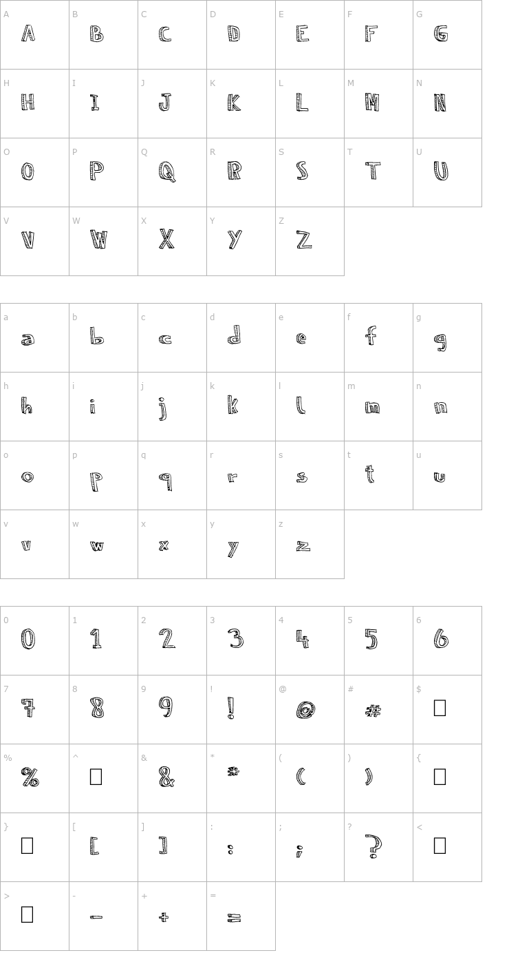 Character Map NeNe WeNo Reliev Font