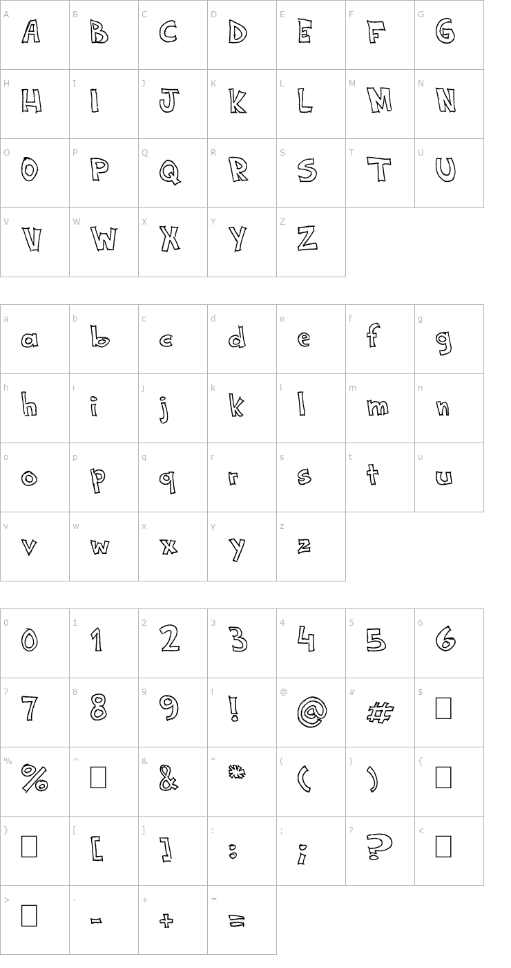 Character Map NeNe WeNo Width HandWrite Font