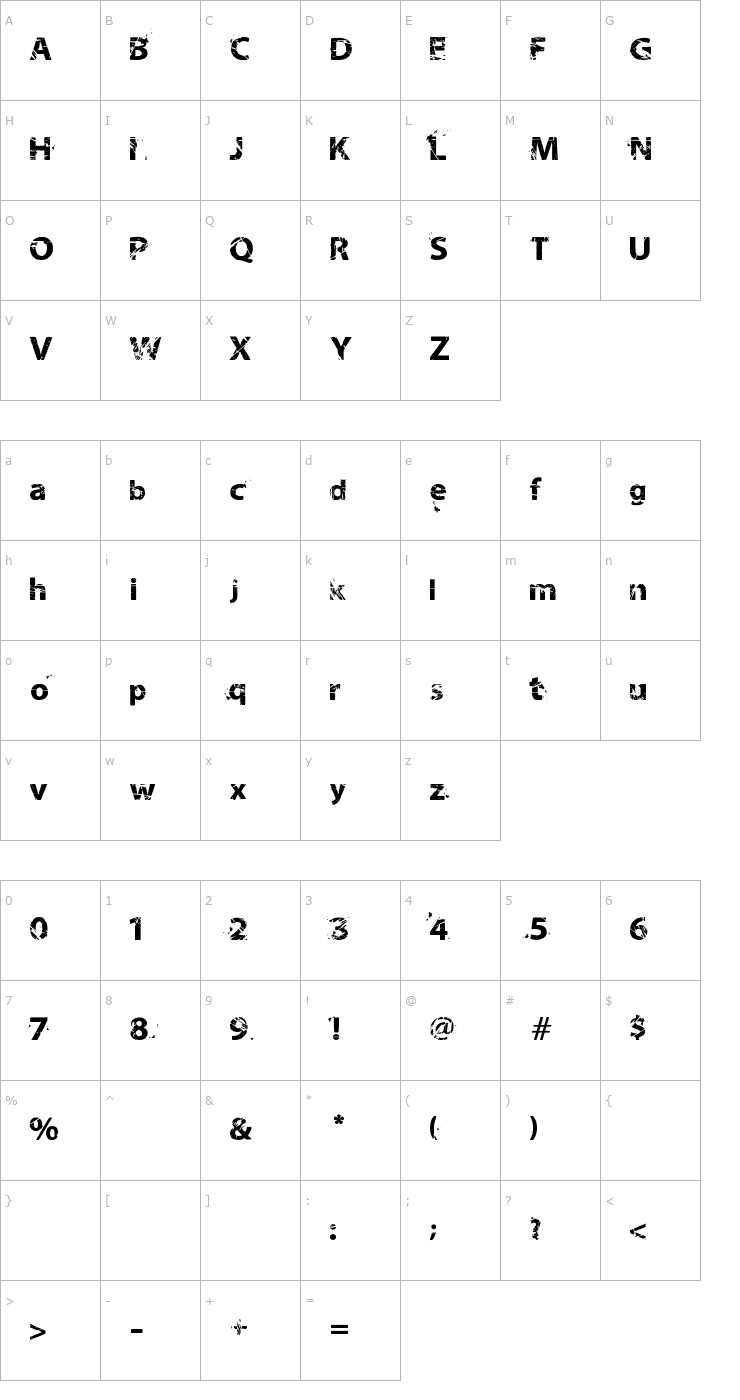 Character Map Neo Trash Font