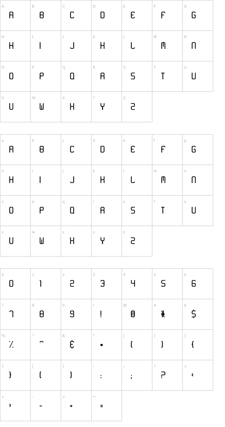 Character Map Neon Like Font