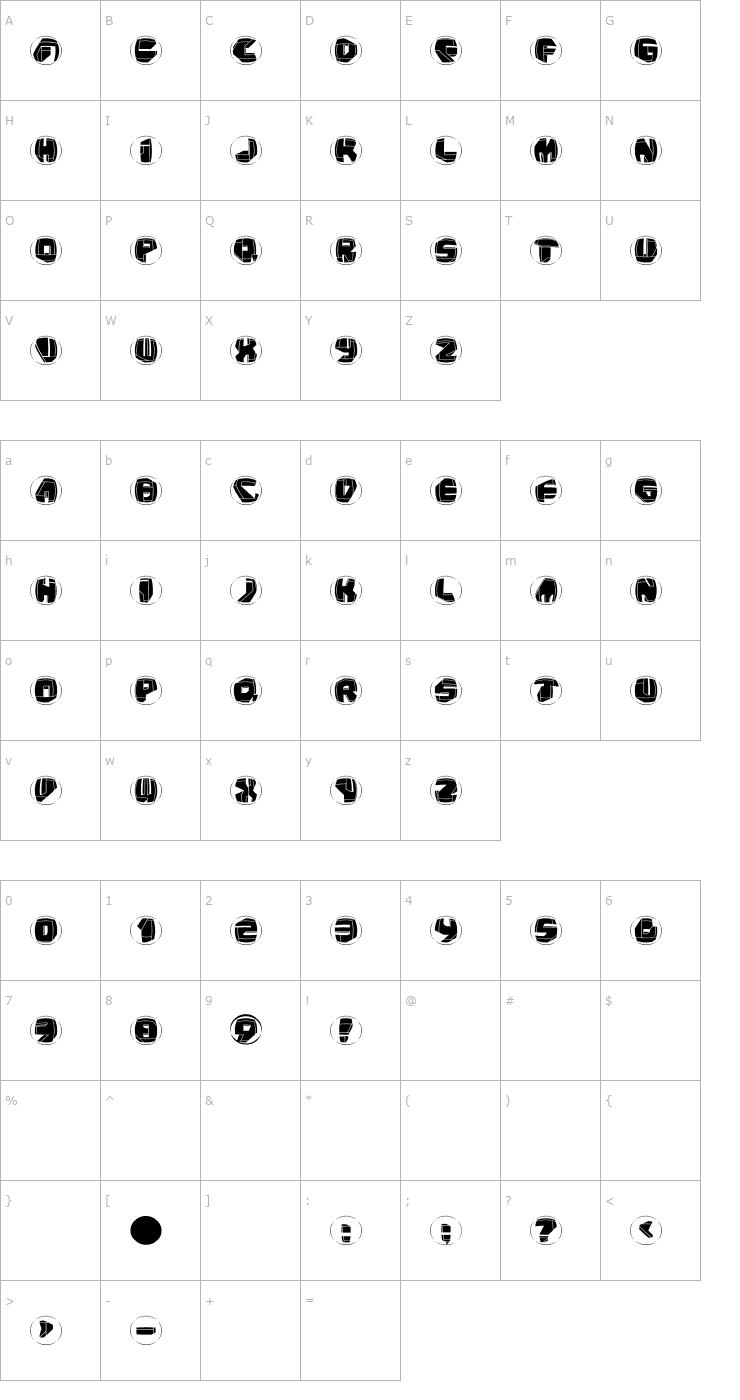 Character Map NeoPanRings Font