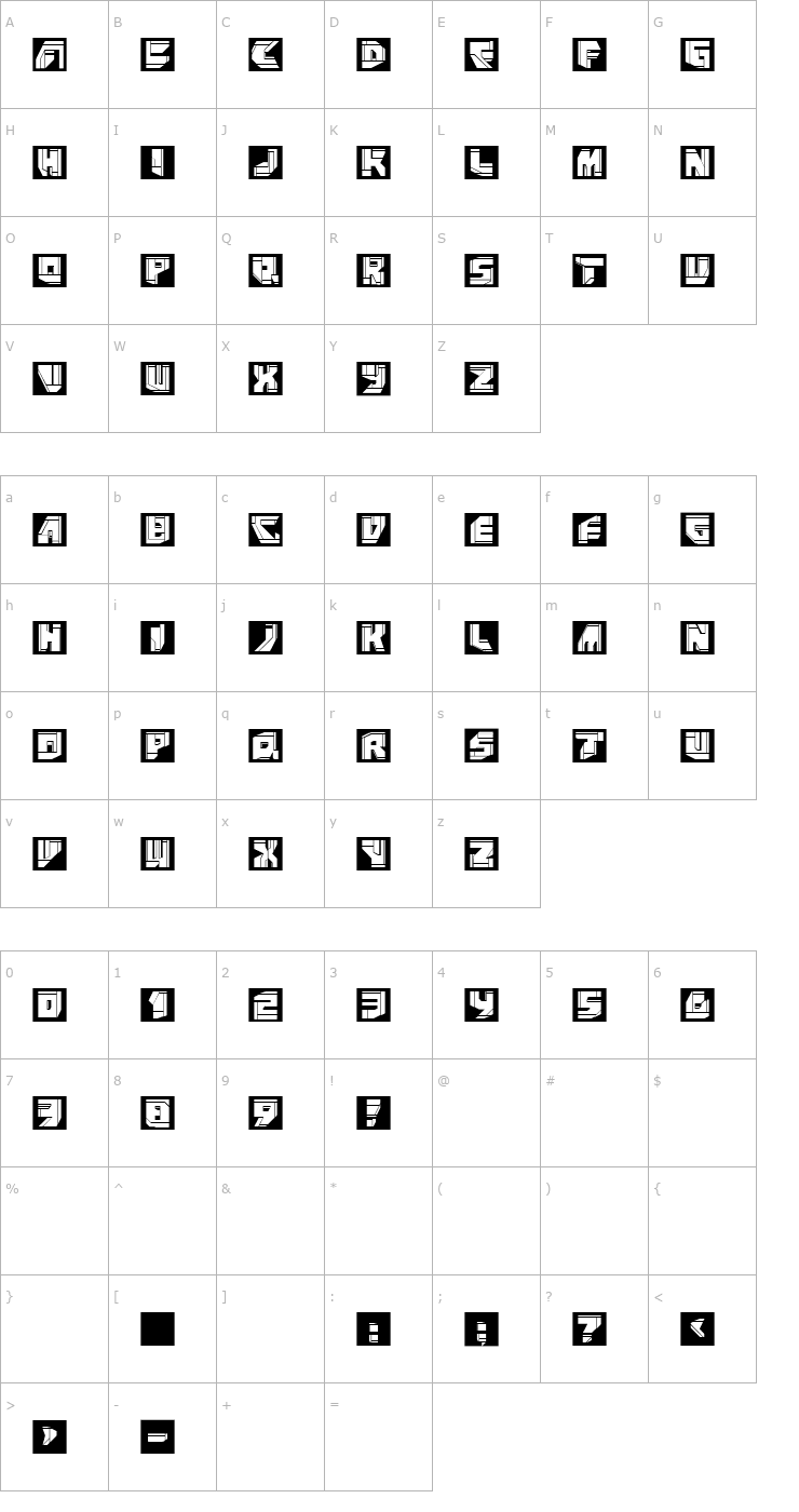 Character Map NeoPanSquares Font