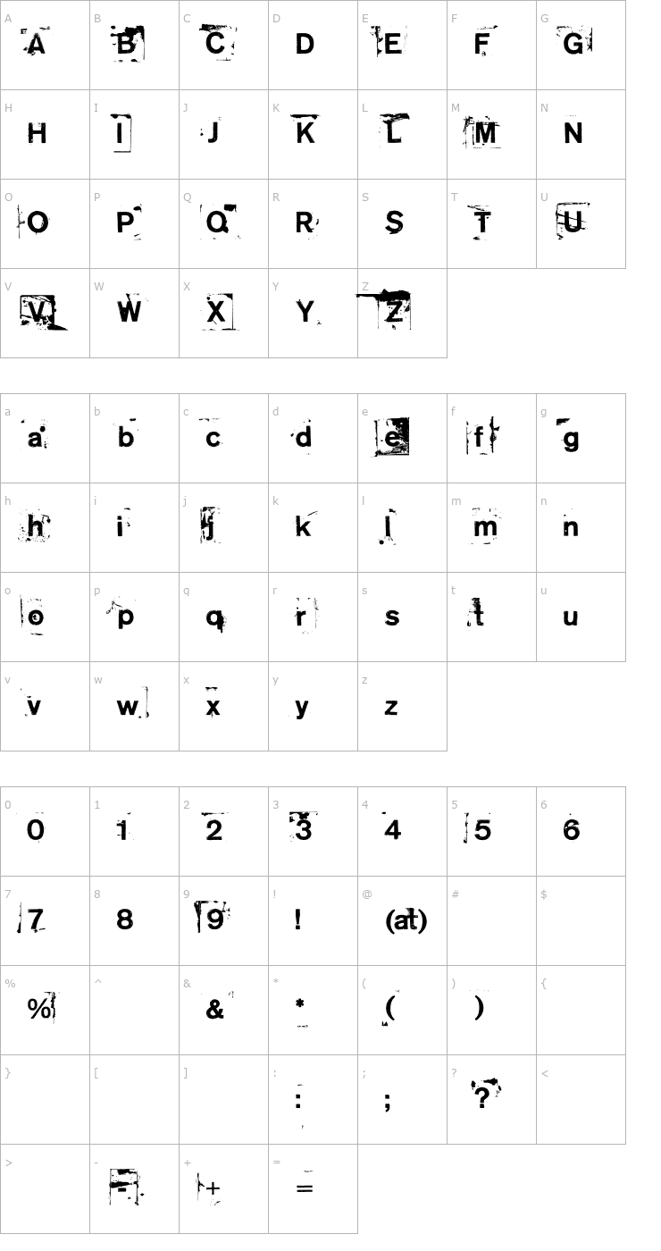 Character Map NeoPrint M319 Font