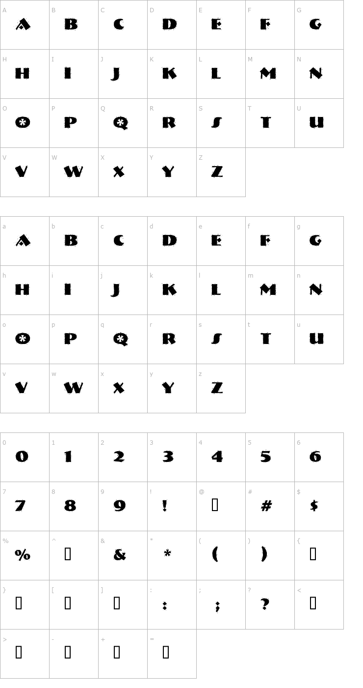 Character Map NervouzReich Rank Font
