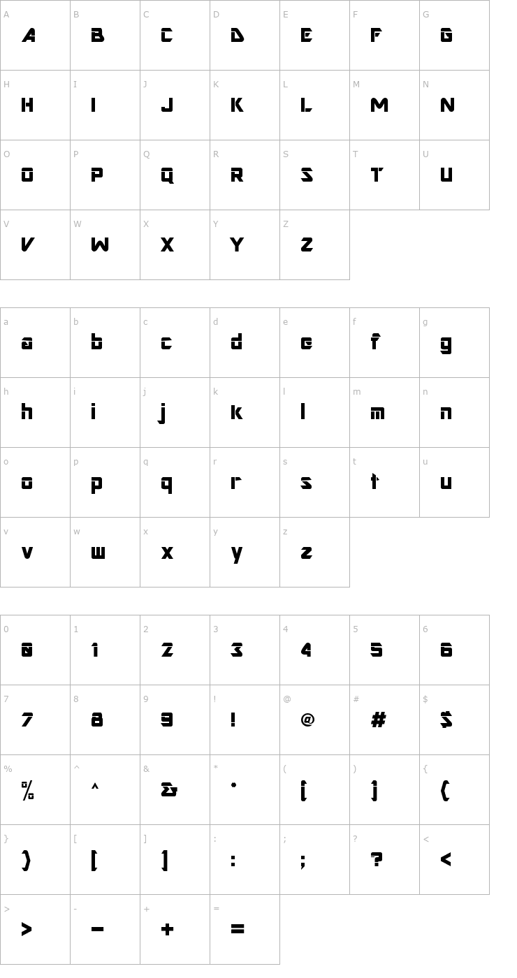 Character Map Nesbitt Bold Font