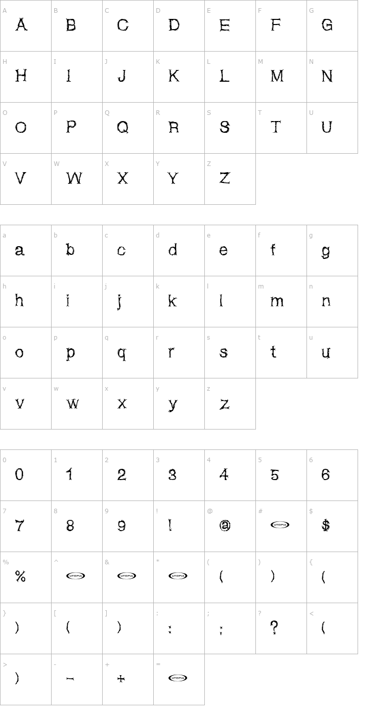 Character Map Netherworld Font