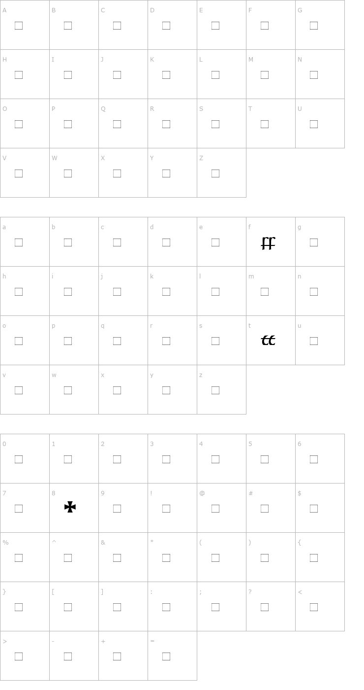 Character Map NeueHammerUnziale1Alternate Font
