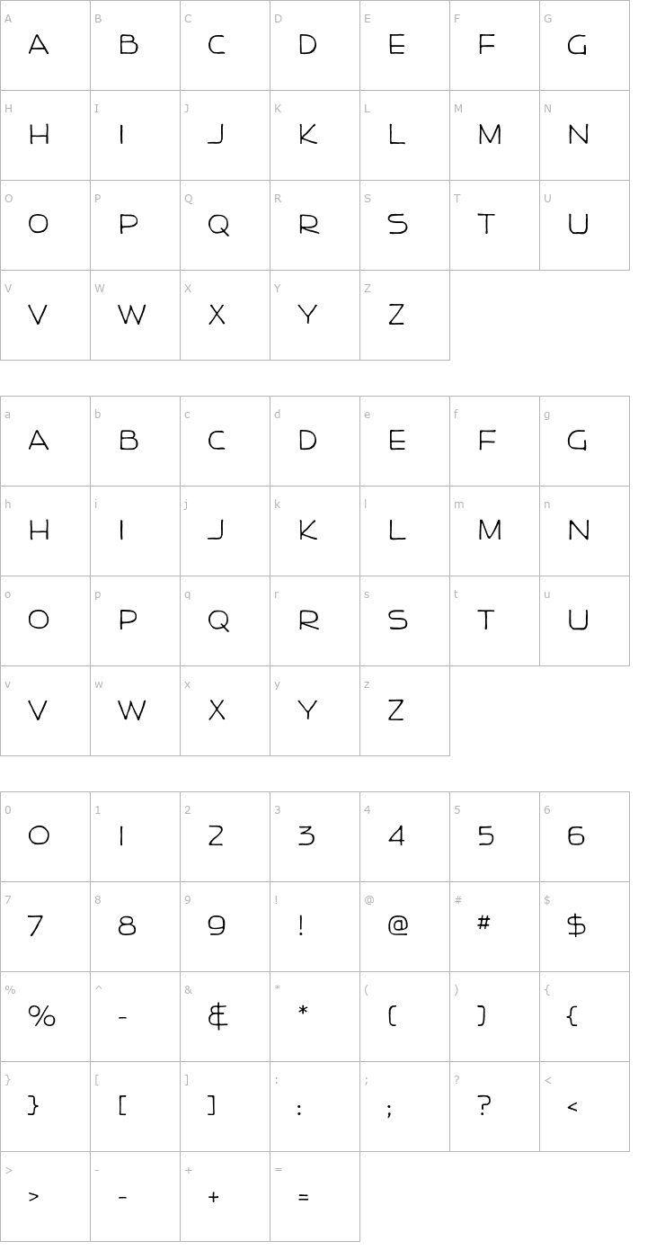 Character Map NeutraDisp-Drafting Font