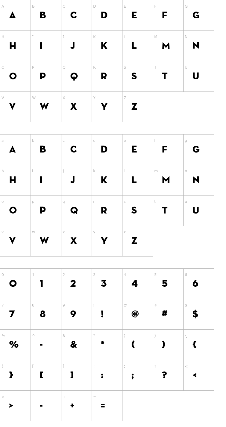 Character Map NeutraDisp-Titling Font