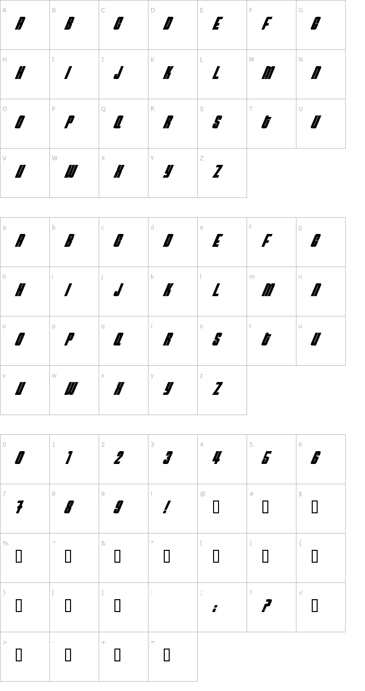 Character Map NeutronBomb Font