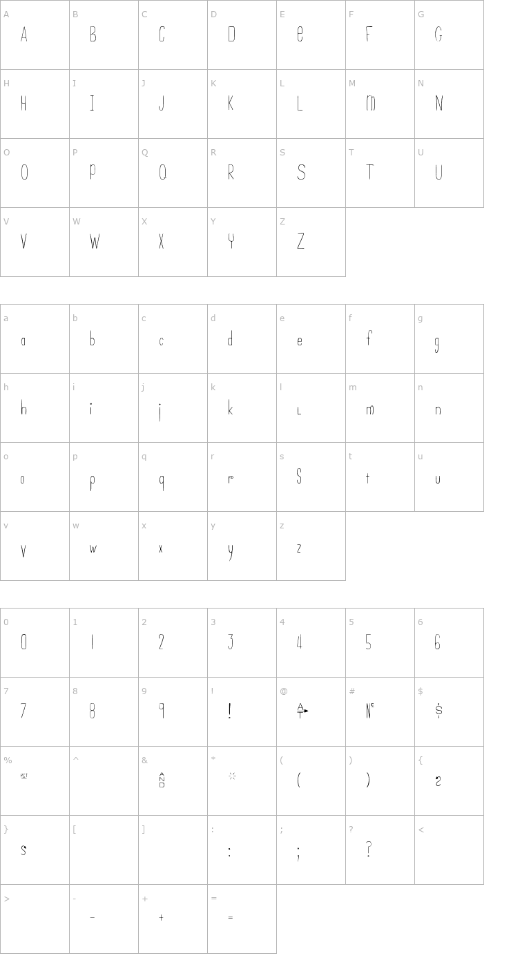 Character Map Never Regular Font