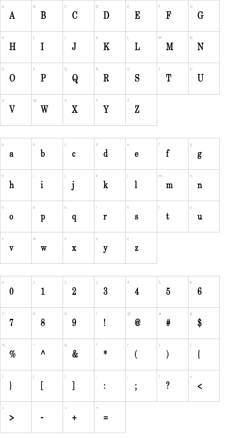 Character Map New Boston Thin Bold Font