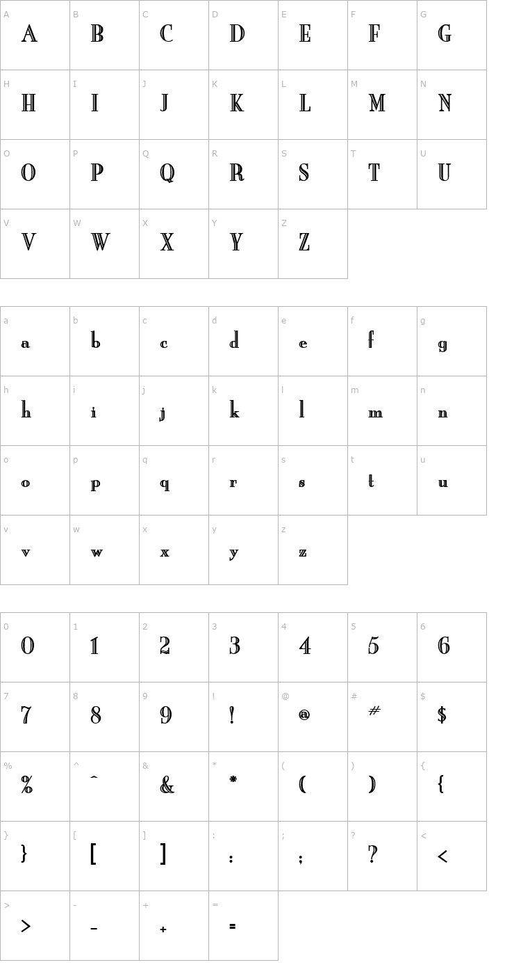 Character Map New England Engraved Bold Font