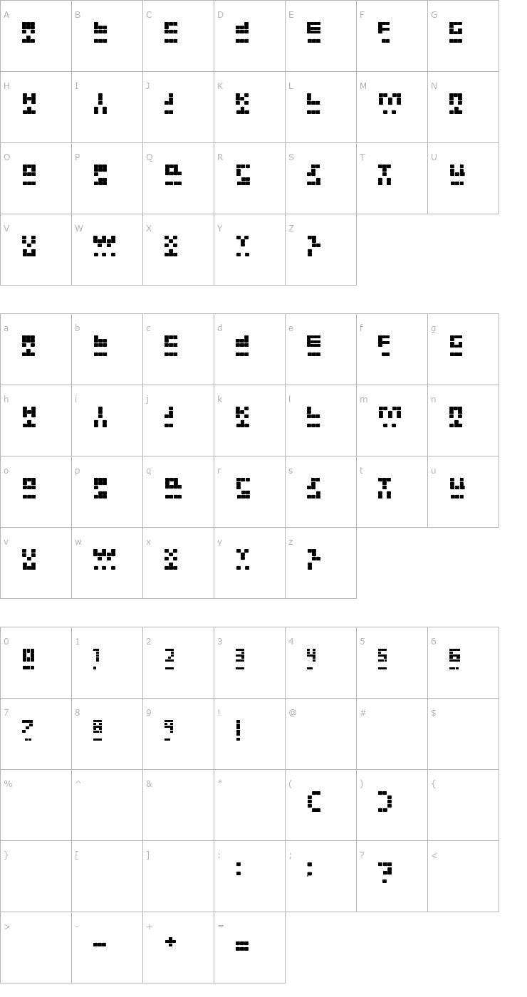 Character Map New Tetris Font