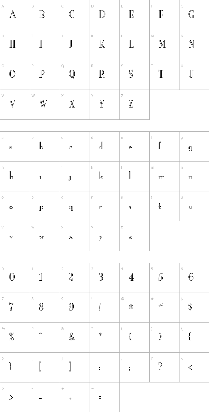 Character Map New Yorker Engraved Font