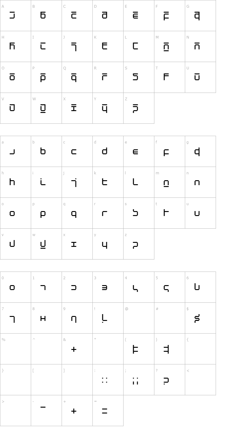Character Map NewAlphabetThree Font
