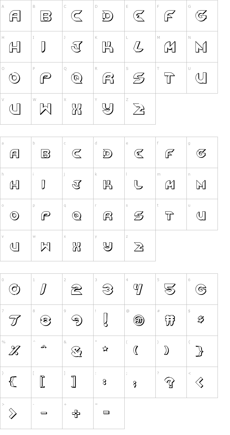 Character Map NewDigital Outline Font