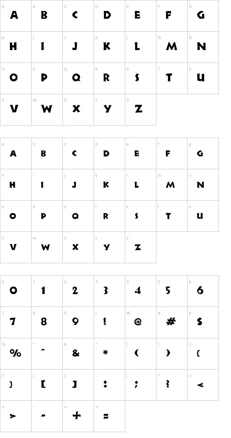 Character Map Newell Regular Font
