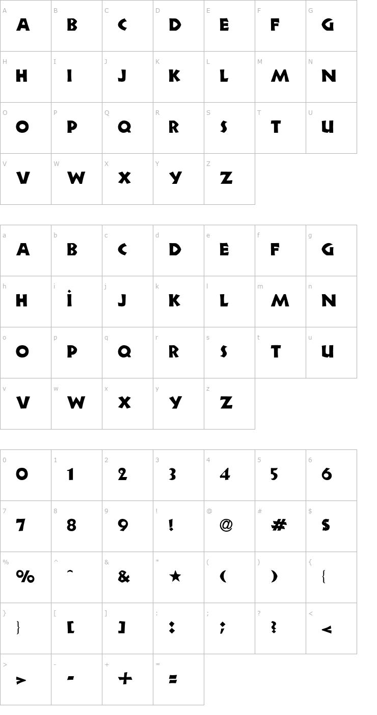 Character Map Newfoundland Font