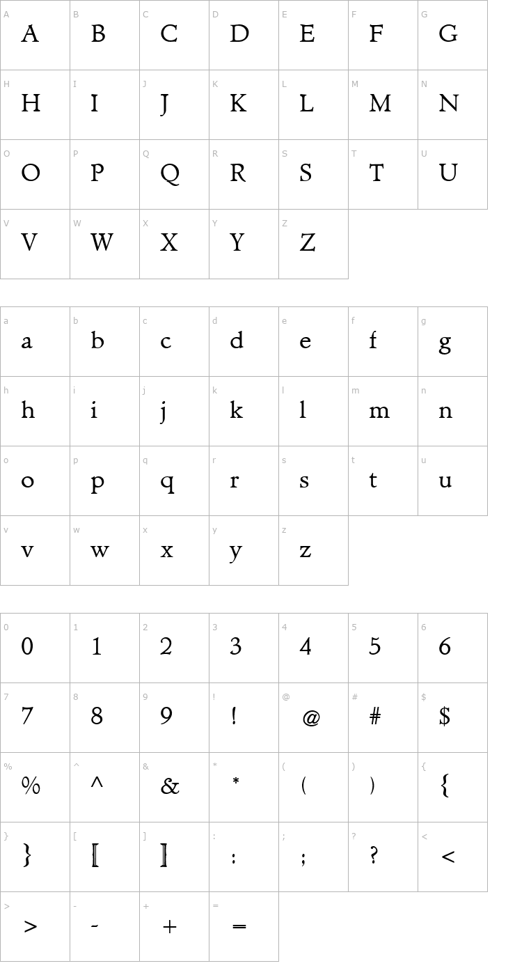 Character Map NewHampshire Font