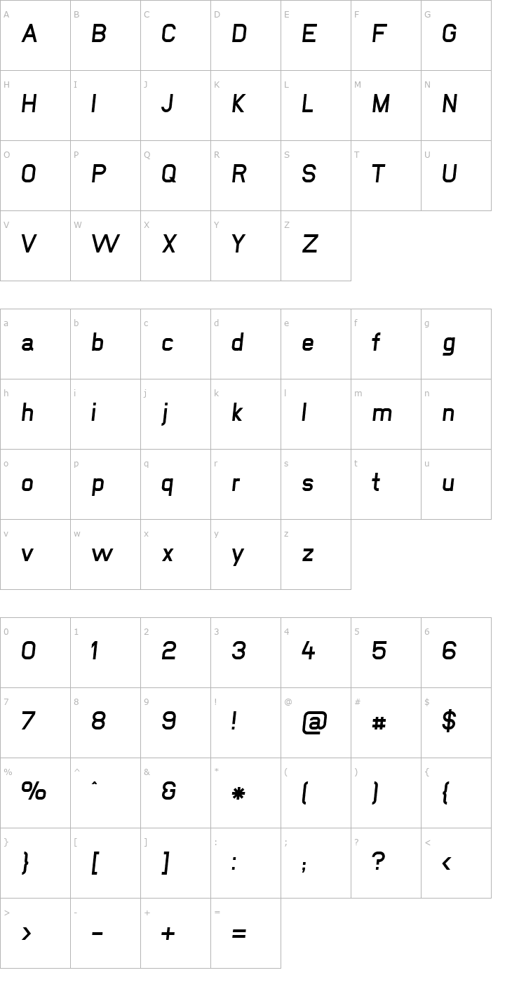 Character Map NewMedia Bold Italic Font