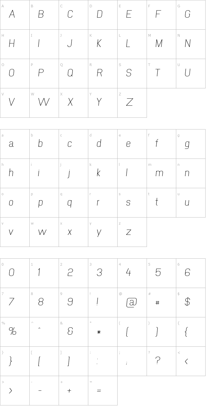 Character Map NewMedia Italic Font