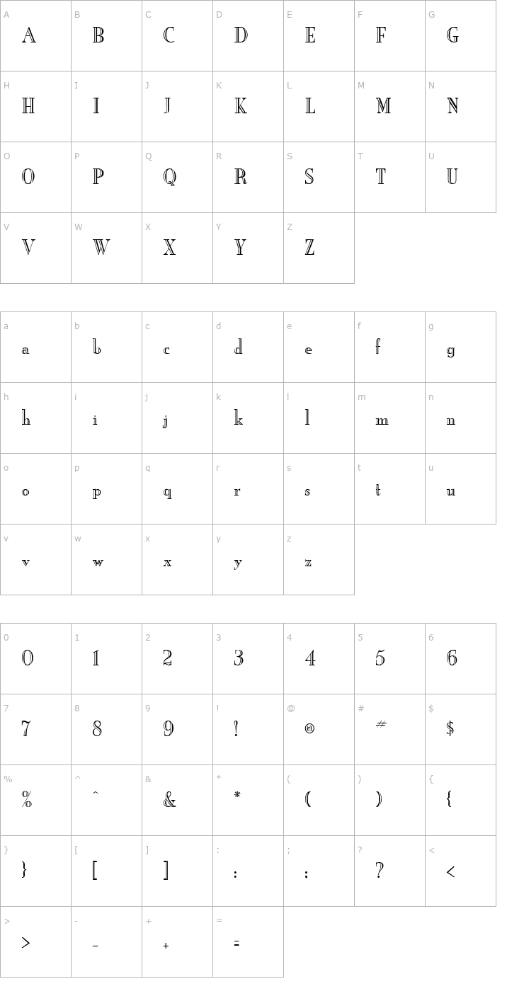 Character Map NewOrleansEngraved-Regular Font