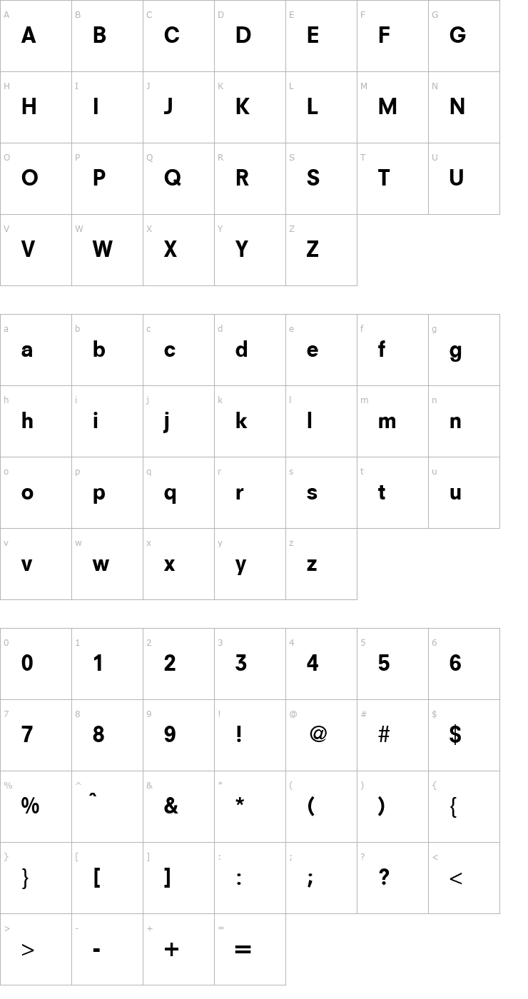 Character Map NewSans-Bold Font