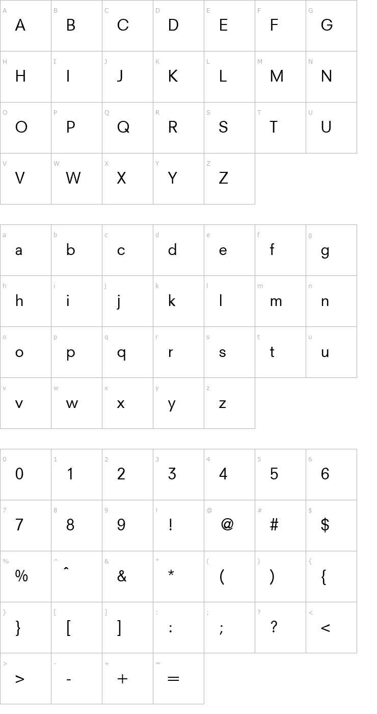 Character Map NewSans-Regular Font